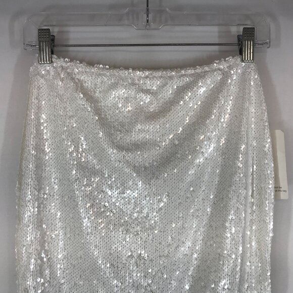 TOBI - WOMEN'S SMALL - WHITE SEQUINED HOLIDAY PARTY PENCIL SKIRT - Picture 2 of 6